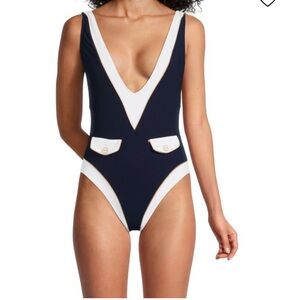 Gottex navy white sailor one piece swimsuit - new with tags